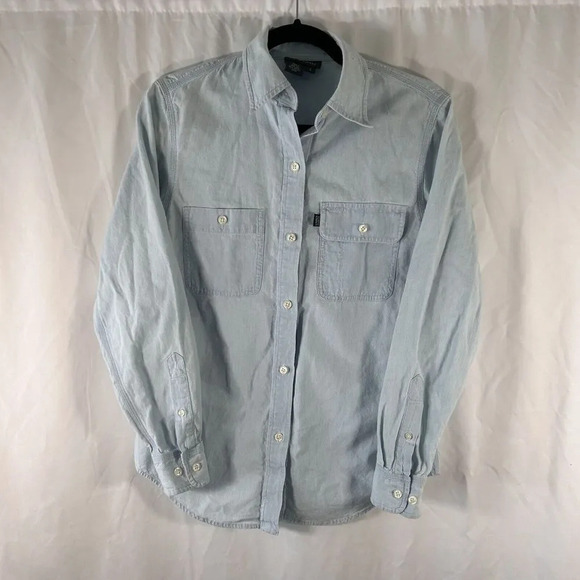 Lauren Jeans Co Blouse Womens Small Light Blue Button Up Long Sleeve - Picture 1 of 9